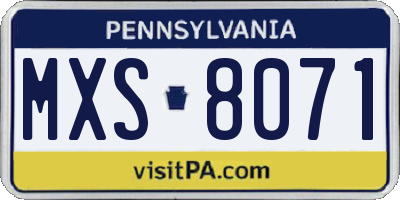 PA license plate MXS8071