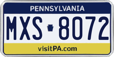 PA license plate MXS8072