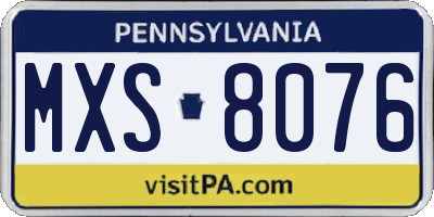 PA license plate MXS8076