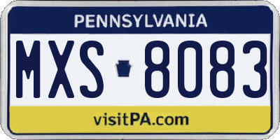 PA license plate MXS8083