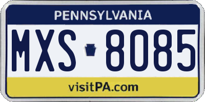 PA license plate MXS8085