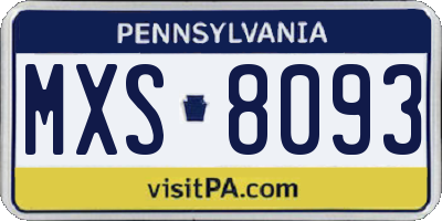 PA license plate MXS8093