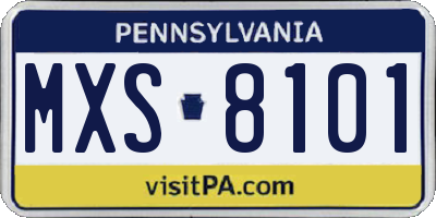 PA license plate MXS8101