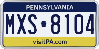 PA license plate MXS8104