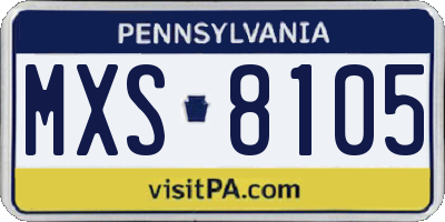 PA license plate MXS8105