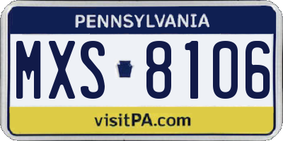 PA license plate MXS8106