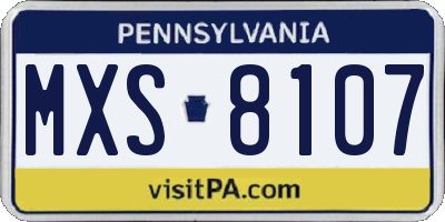 PA license plate MXS8107