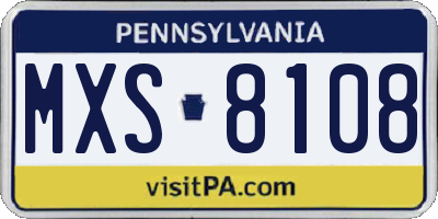 PA license plate MXS8108