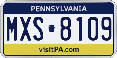 PA license plate MXS8109