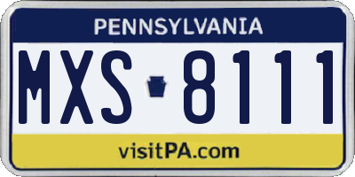 PA license plate MXS8111