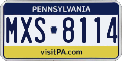 PA license plate MXS8114