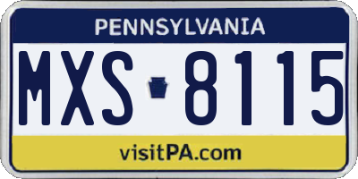 PA license plate MXS8115