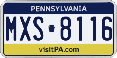 PA license plate MXS8116