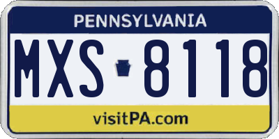 PA license plate MXS8118