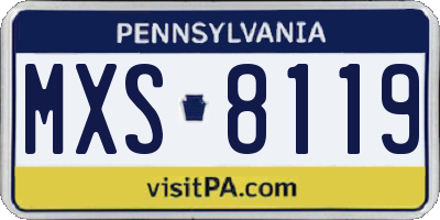PA license plate MXS8119