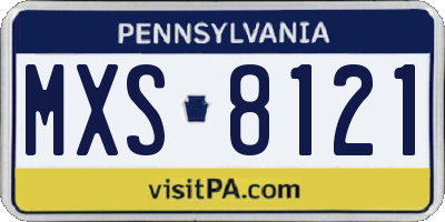 PA license plate MXS8121