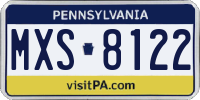 PA license plate MXS8122