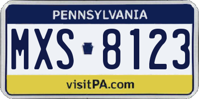 PA license plate MXS8123