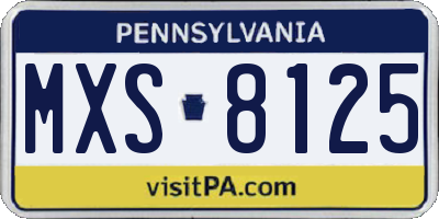 PA license plate MXS8125
