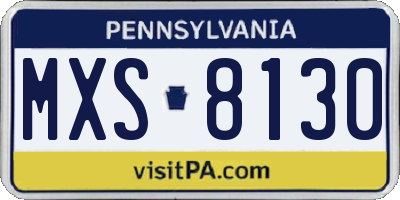 PA license plate MXS8130