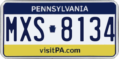 PA license plate MXS8134