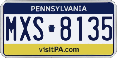 PA license plate MXS8135