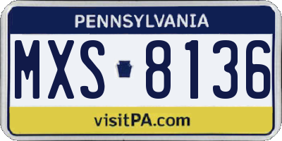 PA license plate MXS8136