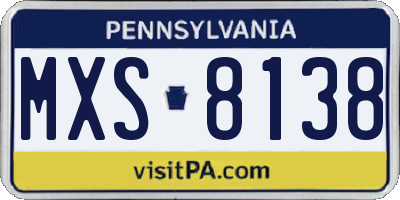 PA license plate MXS8138