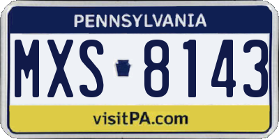 PA license plate MXS8143
