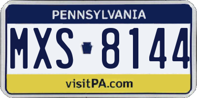 PA license plate MXS8144