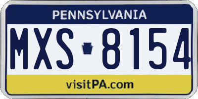 PA license plate MXS8154