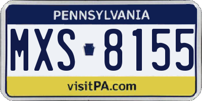 PA license plate MXS8155