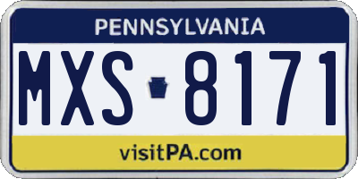 PA license plate MXS8171