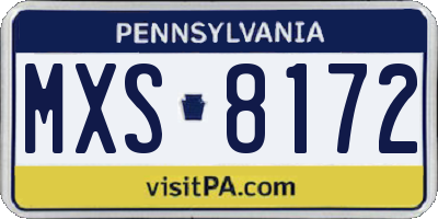 PA license plate MXS8172