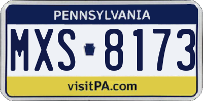 PA license plate MXS8173