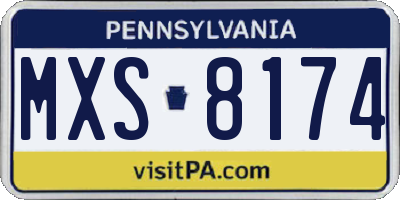 PA license plate MXS8174
