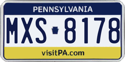 PA license plate MXS8178