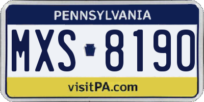 PA license plate MXS8190