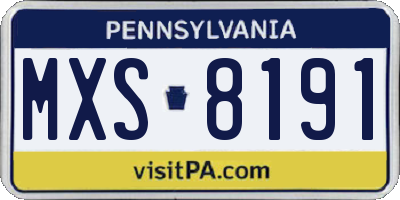 PA license plate MXS8191
