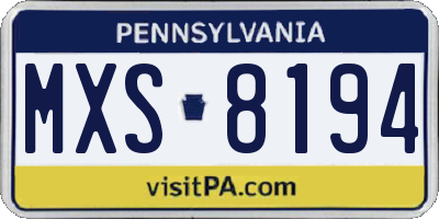 PA license plate MXS8194