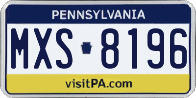 PA license plate MXS8196
