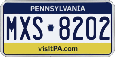 PA license plate MXS8202