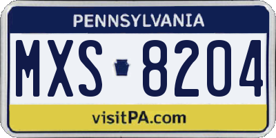 PA license plate MXS8204