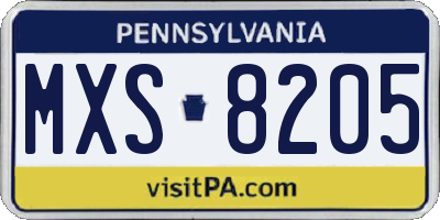 PA license plate MXS8205