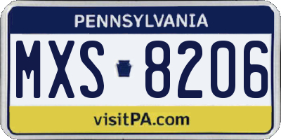 PA license plate MXS8206