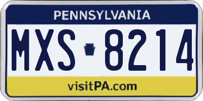 PA license plate MXS8214
