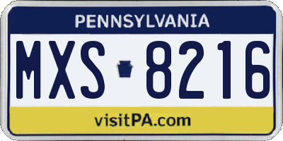 PA license plate MXS8216