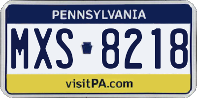 PA license plate MXS8218