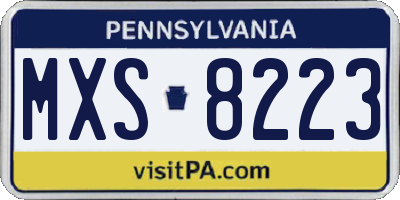 PA license plate MXS8223