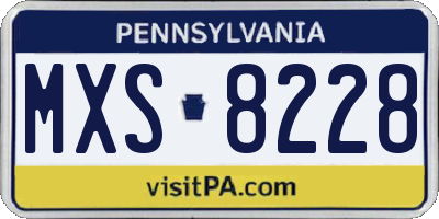 PA license plate MXS8228